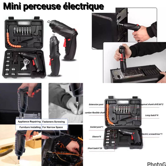 PERCEUSE ÉLECTRIQUE RECHARGEABLE MULTIFONCTION 47 PIÈCES