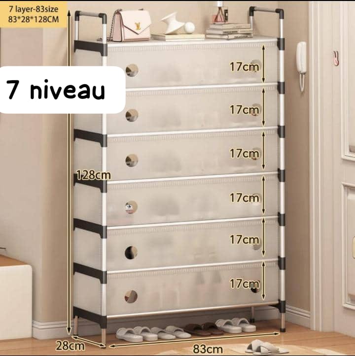 ÉTAGÈRE DE CHAUSSURE ANTI-POUSSIÈRE 7 NIVEAUX