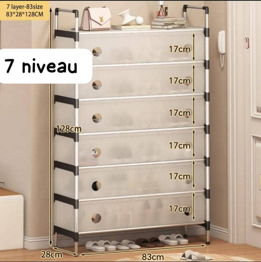 ÉTAGÈRE DE CHAUSSURE ANTI-POUSSIÈRE 7 NIVEAUX