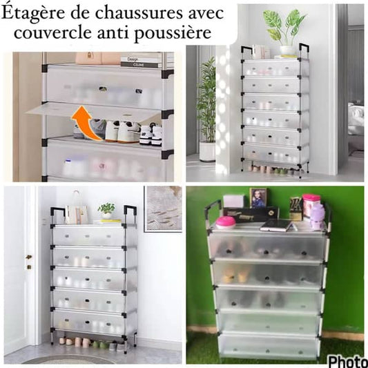 ÉTAGÈRE DE CHAUSSURE ANTI-POUSSIÈRE 6 NIVEAUX