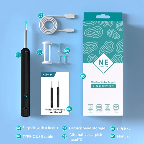 Nettoyeur d'Oreilles Réutilisable avec caméra
