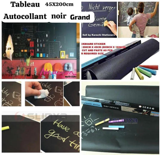 Tableau Autocollant Noir Grand Format 45x200 cm – Écrivez, Effacez, Réutilisez !